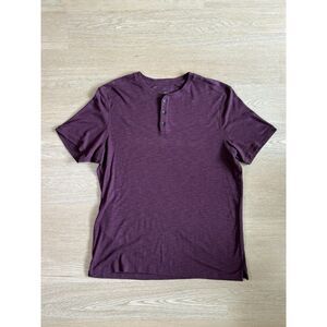 Henley Short Sleeve Shirt Mens XL Red Cotton Blend Peru